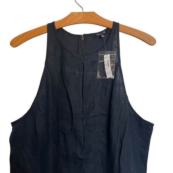 NWT Madewell Seamed Wide Leg Jumpsuit 100% Linen True Black Romper Lagenlook 12 - Picture 6 of 15